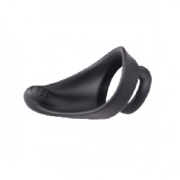 Cock Ring Dual Penis Ring w/Taint Teaser Silicone Black Cockring